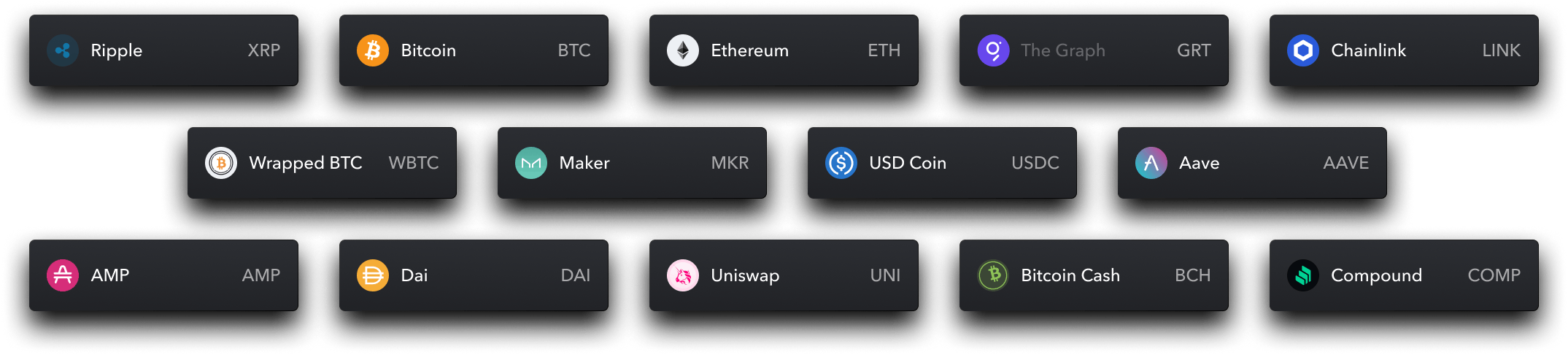 A visual of various cryptocurrency icons